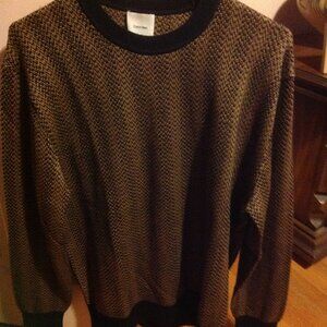 Calvin Klein Men's Large Brown & Black Long Sleeve Crewneck Sweater - NWT